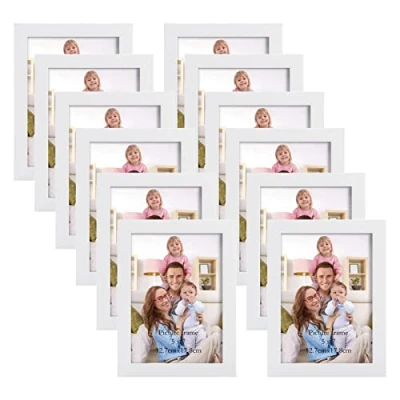 Bild av Presentträdgårdsset med 12 bildramar 13 x 18 cm för foton och bilder, modern vit fotoram collage, vägg eller bordsstativ present vän