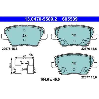 Bild av ATE 13.0470 5509.2 Jeu de plaquettes frein avec indicateur d&#039;usure accessoires KIA: Proceed, Ceed III 3/5 portes, XCeed