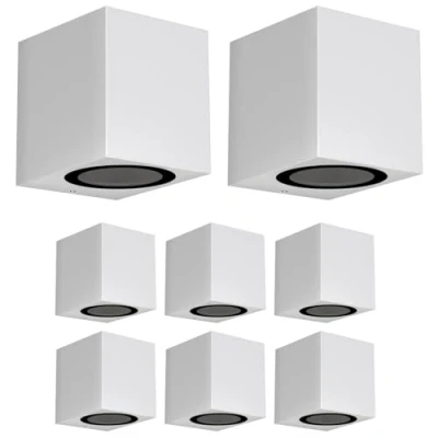 Bild av ledscom.de 8 st. vägglampa ALSE för utomhusbruk, IP54, downlight, vit matt, kantig, 1x GU10 max. 35W
