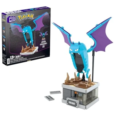 Bild av MEGA Pokémon byggset med actionfigur, Minirörelse Golbat 313 delar och flaxande vingrörelse, bygga visa upp leksak för samlare, HTH72