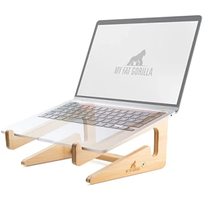Bild av MY FAT GORILLA Ergonomisk Bambusbärbar Ställning För 10 15 Tum Laptops, Universellt Kompatibel Och Hållbart Datorställ Med Modern Design