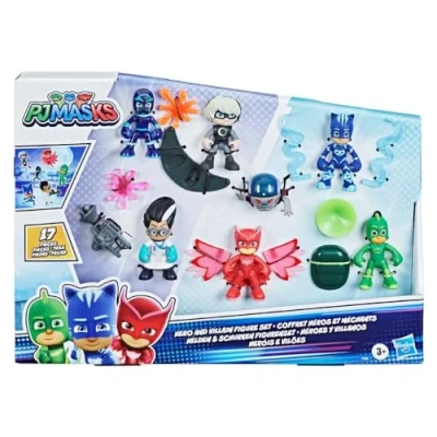 Bild av PJ Masks Hero and Villain Figure Set Preschool Toy, 7 Action Figures with 10 Accessories, Ages 3 Up