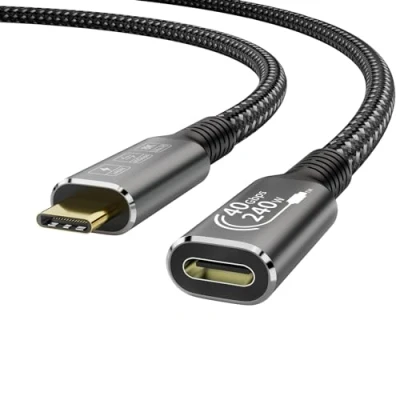 Bild av YIWENTEC USB4 8K 0.8M kabel Thunderbolt 4 USB typ C hane till hona förlängningskabel Ultra HD 8K@60Hz 100W laddning 40Gbps kompatibel med extern SSD eGPU dockning