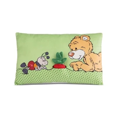 Bild av NICI gosedjurskudde björn Milo med 2 D rädisa Fluffig nallebjörn för flickor, pojkar och spädbarn, Rektangulär gosedjurskudde, 43 x 25cm 49449