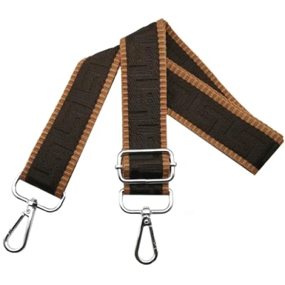 Bild av axelrem för väska väskremmar ombyte, justerbar väskrem bred 3,8 cm med silver karbinhake fickband bärrem handväskor dam, brun/kaffe, K2