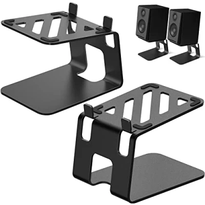 Bild av Vaydeer högtalarstativ metall högtalare stativ skrivbord 1 par speciell tippdesign boxställ för datorhögtalare svart