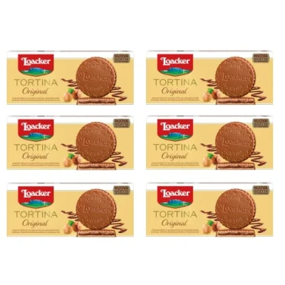 Bild av 6x Loacker Tortina original 3pz choklad njutning fylld med hasselnötskräm tårta 63 g