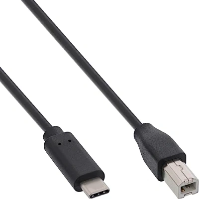 Bild av InLine 35763 USB 2.0 kabel, Type C kontakt till B kontakt, svart, 3 m