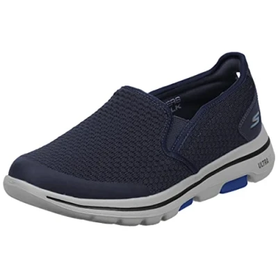 Bild av Skechers herr Go Walk 5 Apprize Slip On sneakers, Marinblå textil syntetisk vit trim, 41.5 EU