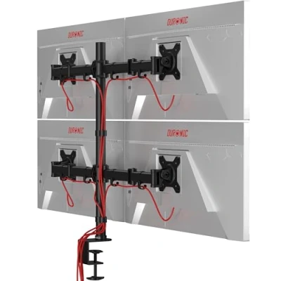 Bild av Duronic DM254 Skärmstativ PC Skrivbordsfäste Stål För Fyra 13 27 Tum LED LCD Skärm 8kg Per Justerbar Höjd Lutning 90+35, Vridbar 180, Rotation 360 VESA 75/100