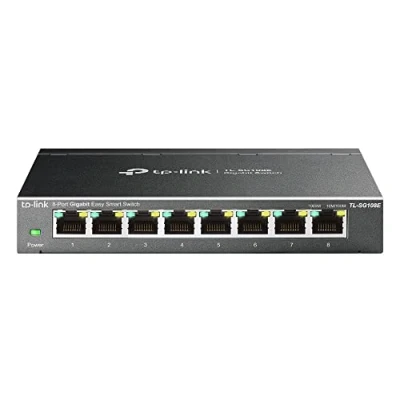 Bild av TP Link TL SG108E Managed Switch 8 Port Gigabit Ethernet LAN Switch(Plug and Play Network Switch,Metallkapsling,QoS,IGMP Snooping,LAN Splitter,Central Management,Energieffektiv) svart