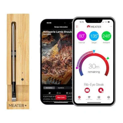 Bild av MEATER Plus 50 meter lång räckvidd smart trådlös köttermometer för ugnen grillen köket BBQ rökeri rotisserie med Bluetooth och digital anslutning WiFi