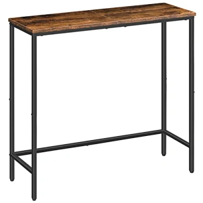Bild av HOOBRO Konsolbord, smalt konsolbord för hall, metallram, kompakt displaybord, soffbord små utrymmen, entré, vardagsrum, robust, rustik brun EBF75XG01