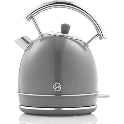 Bild av Bouilloire Rétro, 1,8 L, Acier Inoxydable sans BPA, Résistance Cachée, Fil SWAN SK14630GRNEU 3000W Gris 53753