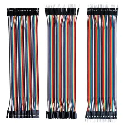 Bild av ELEGOO 120 st flerfärgade Dupont kablar 40 stift hane till kvinna, hane, hona bröd jumper trådar band kit kompatibel med Arduino projekt