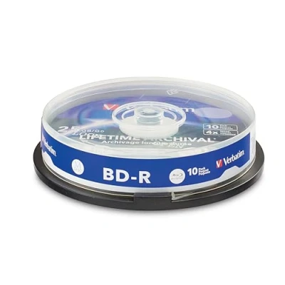 Bild av Verbatim MDISC BD R Blu ray ämnen 25 GB, skiva med 4x skrivhastighet, 10 pack spindel, skrivbara över stora ytor, skivor för video och ljudfiler