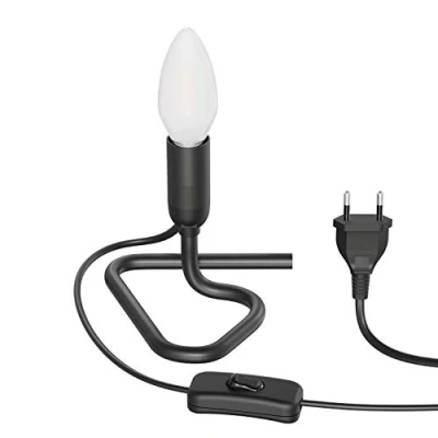 Bild av ledscom.de Bordslampa TRIN svart med kontakt och strömbrytare inkl. E14 lampa 424lm frostat varmvitt