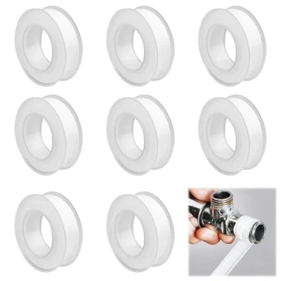 Bild av Lixiluxia 8 rullar teflonband gängtätningstejp, tätningstejp, vattentät, PTFE vattenledning, 12 mm x 20 m teflontejp för kran, tejp pool, kök, rör, industri (vit)