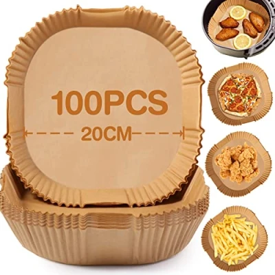 Bild av Diboniur Luftfritöspapper, 100 st, non stick engångspapper för 58 l luftfrys, ugn, stekpannor, mikrovågsugn (fyrkantig)