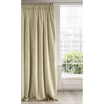 Bild av Eurofirany RIA Mörkläggningsgardin, Ogenomskinlig, Satänggardin med Gardintejp 1st. Extra Lång Gardin, Elegant, Vanlig, Vardagsrum, Sovrum, Densitet 290 g/m², 140x270 cm, Beige
