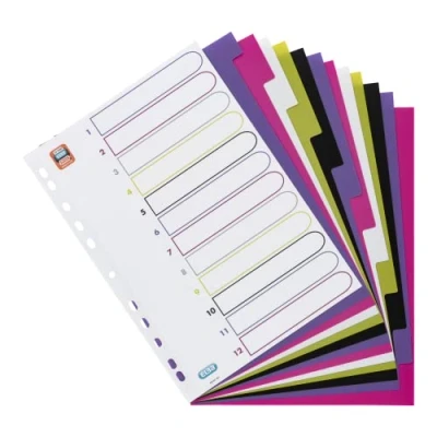 Bild av 20 x myColour blanka plastregister 12 ark delar för DIN A4 med skrivbart omslag multicolor