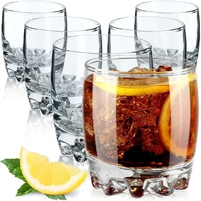 Bild av KADAX Vattenglas, 6 set, dricksglas, saftglas av glas, robusta glas för vatten, juice, trädgård, fest, dryck, öl, universalglas, cocktailglas, dryckesglas (Nadia, 300 ml)