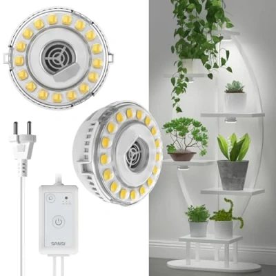 Bild av SANSI Dimbar 10 W LED trädgårdsodling för inomhusväxter, komplett spektrum växtväxtlampa med 4/8/12 timer, 4 lampor odling och groning av små växter
