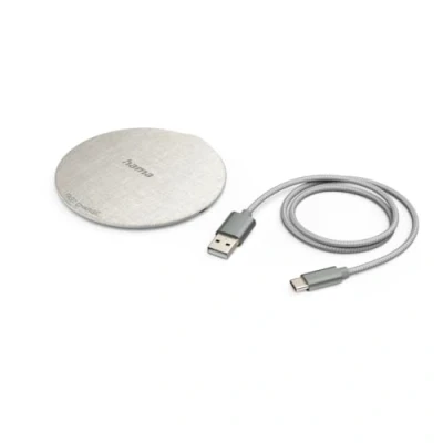 Bild av Hama Trådlös laddare 10 W Qi FC10 metall (induktionsladdare, kompatibel med iPhone 12/11/11 Pro/XS/XS Max/XR/X/8/8 Plus, Samsung Galaxy S10 /S9 + /S8/S8 /S6, Universal Charging Pad), vit