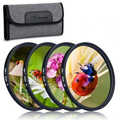 Bild av JJC 67 mm närbildningsfilterkit makrolinsfilter (+2, +4, +8, +10) 4 delar/set med linsfilterpåse för Canon Nikon Sony Pentax Olympus Fuji DSLR kamera