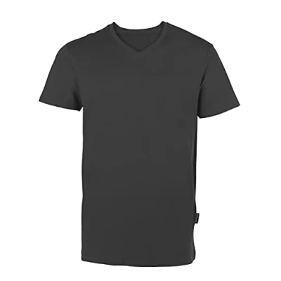 Bild av HRM Herr lyx V hals Tee I premium T shirt män ringad av 100% ekologisk bomull grundläggande tvättbar upp till 60 C Högkvalitativa och hållbara herrkläder, Mörkgrå, S