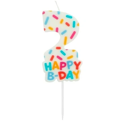 Bild av Folat 24112 tårta ljus mysiga sprinkles nummer/siffror 2 7 cm födelsedagsljus för födelsedag, födelsedagsdekoration, barnfester, bröllop, företagsfester, årsdagar, flerfärgad,