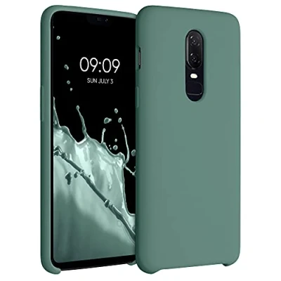 Bild av kwmobile fodral kompatibelt med OnePlus 6 TPU silikon telefonskydd mjuk finish skogsgrön