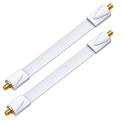 Bild av deleyCON 2x Fönstergenomföring SAT Kabel 17cm Flexibel 26cm Längd Koppling Fönster &amp; Dörrar Guldpläterade Extremt Platta Skärmade Självhäftande Dynor Vit