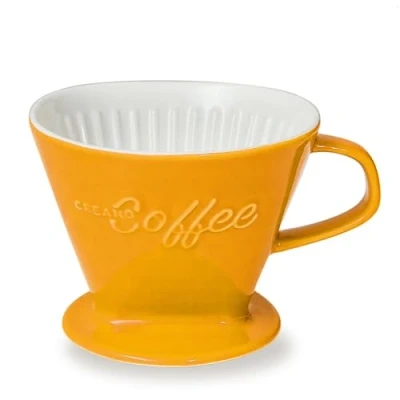 Bild av Creano porslin kaffefilter XXL (saffrangul) för filterpåsar stl. 4 och 6, ca 800 g vikt extremt säkert stativ, observera svårt, finns i 6 färger