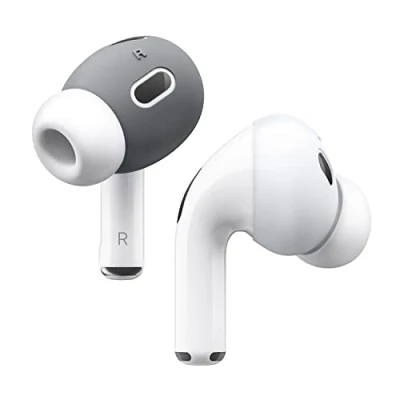 Bild av elago [Passar i fodralet] AirPods Pro 2 öronspetsskydd designat för Apple (2 par med färger) [US patent registrerad] (mörk grå och vit) (måste titta på installationsvideo)