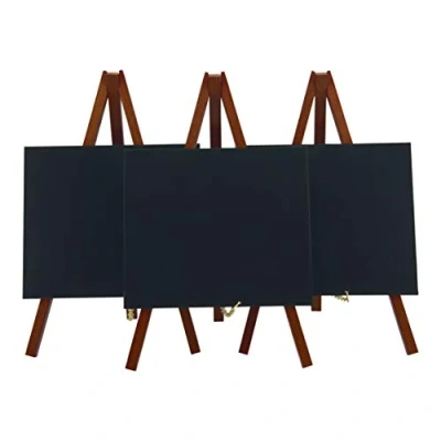 Bild av Securit Mini staffli bord griffeltavla trä med lackerad mahognyfinish set 3, 4 x 21,5 36 cm