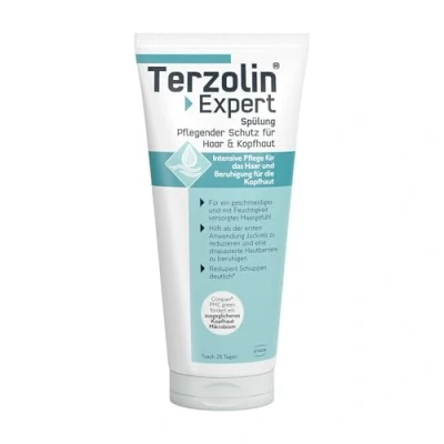 Bild av Terzolin Expert balsam för hår och hårbotten vårdande skydd intensivvård mot mjäll, lugnar irritation, skadad hudbarriär, daglig användning, 200 ml,