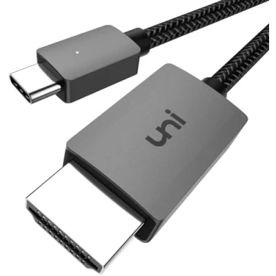 Bild av uni USB C till HDMI kabel 4K UHD (Thunderbolt 4/3) Typ för hemmabio/arbete [Flätad, hållbar] iPhone 15 Pro, MacBook Air/Pro, iPad Samsung S23/S10, Chromebook, TV etc. 1.8m
