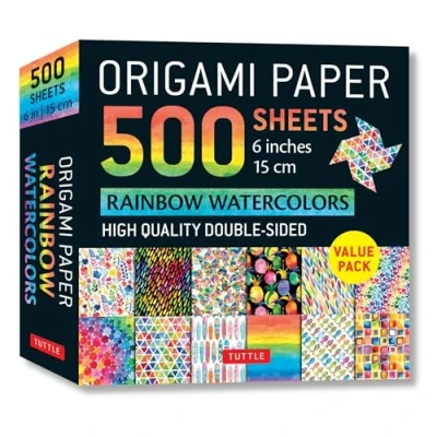 Bild av Origami Paper 500 Sheets Rainbow Watercolors 6&quot; (15 cm): Tuttle Paper: Double Sided Printed with 12 Different Designs (Instructions for 5 Projects Included)