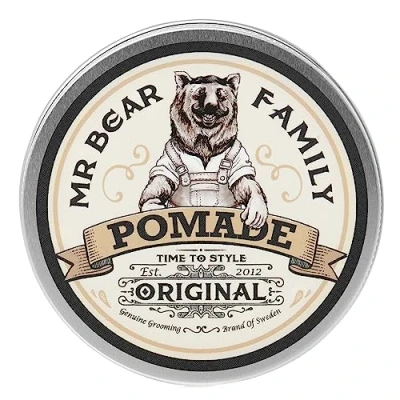Bild av Mr Bear Family Pomade Original Vattenbaserad Pomada Medium Hold Shine Styling Hårprodukt för Män Innehåller Kaolin Lera Maximal Volym och Naturlig Glans Hårpomade Hårvård, 100ml
