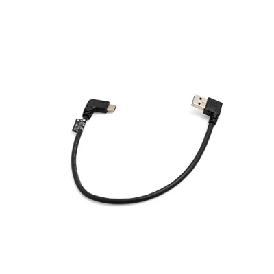 Bild av System S USB C kabel 30 cm 3.1 typ kontakt 90 grader vinklad till A 3.0 graders höger vinkelkontakt