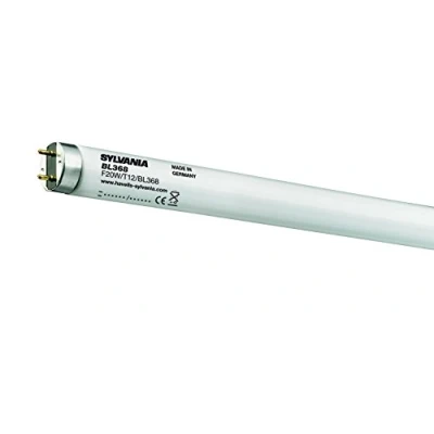 Bild av SYLVANIA T12 svart ljus rörlampa, G13 sockel, 20 watt/lumen, BL368 Blacklight, 10 000 h livslängd, linjär form, 38 mm diameter, 600 längd, kolv, 1 pack