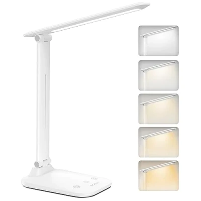 Bild av Skrivbord, bord LED dimbar med 5 belysningsfärglägen 15100 % ljusstyrkenivåer, timer och beröringsbar USB port lä för barn inlärning kontor arbete studier