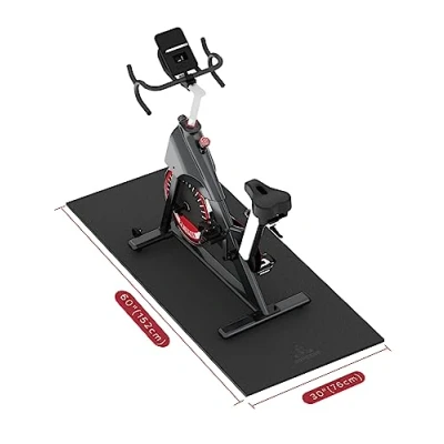 Bild av HAPBEAR Golvskyddsmatta för sportutrustning, träningsutrustning hög densitet PVC, 152 x 76 cm 6 mm tjock, golvmatta under löpband, elliptisk tränare, peloton cykelmatta