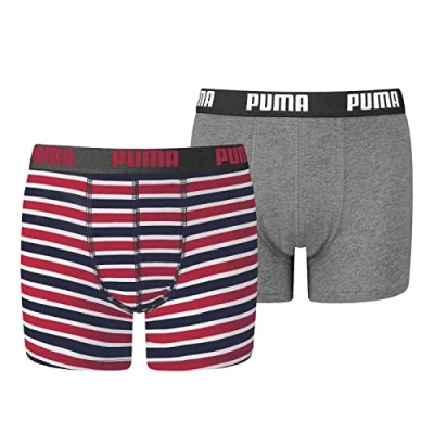 Bild av Puma BOYS Basic Boxer Printed Stripe 2 PACK Underkläder för barn, Storlek: 164, Ribbon red