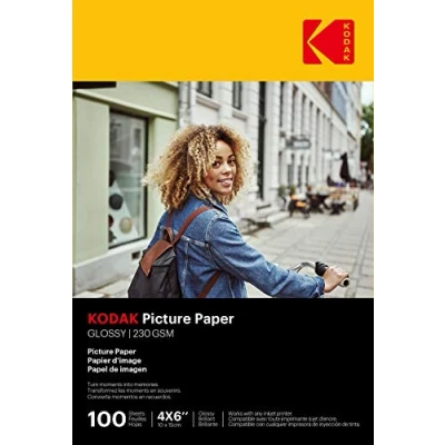 Bild av KODAK 100 ark fotopapper, 230 g/m², glänsande, format A6 (10 x 15 cm), bläckstråleutskrift 9891164 vit