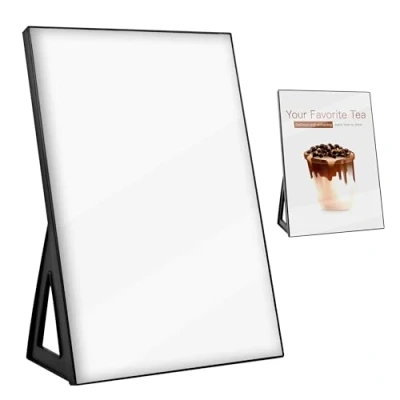 Bild av Menyhållare A4, akryl A4 displayställ för bröllopsbordsnummer, affischer, flygblad, menyhållare, horisontell och vertikal restaurangmenyhållare, svart arkhållare, 1 st Plexiglass