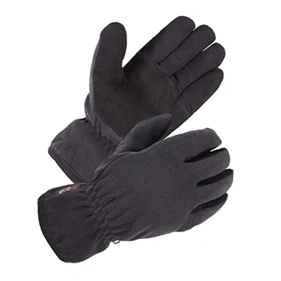 Bild av SKYDEER vinterhandskar med mjukt hjortskinn mocka läder och termisk polarfleece varm 3M Thinsulate isolering (SD8661T), Svart mocka, S
