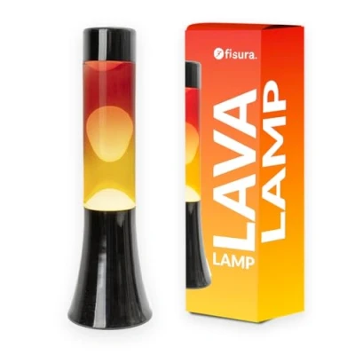 Bild av Fisura Lavalampa med flerfärgad gradient. på 30 cm svart bas och glas gradient effekt i solnedgången. Lampa en avslappnande effekt. 9 x centimeter.