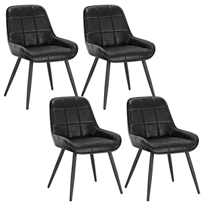 Bild av WOLTU Matrumsstolar set om 4, stoppad stol, konstläder, köksstol, vadderad, accentstol för vardagsrum, sovrum, kök, ergonomisk stol med ryggstöd, svart, BH332sz 4